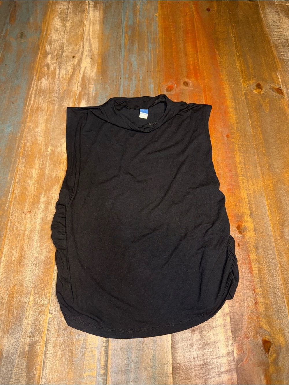 Old Navy Black Sleeveless Ruched Side Tank Top